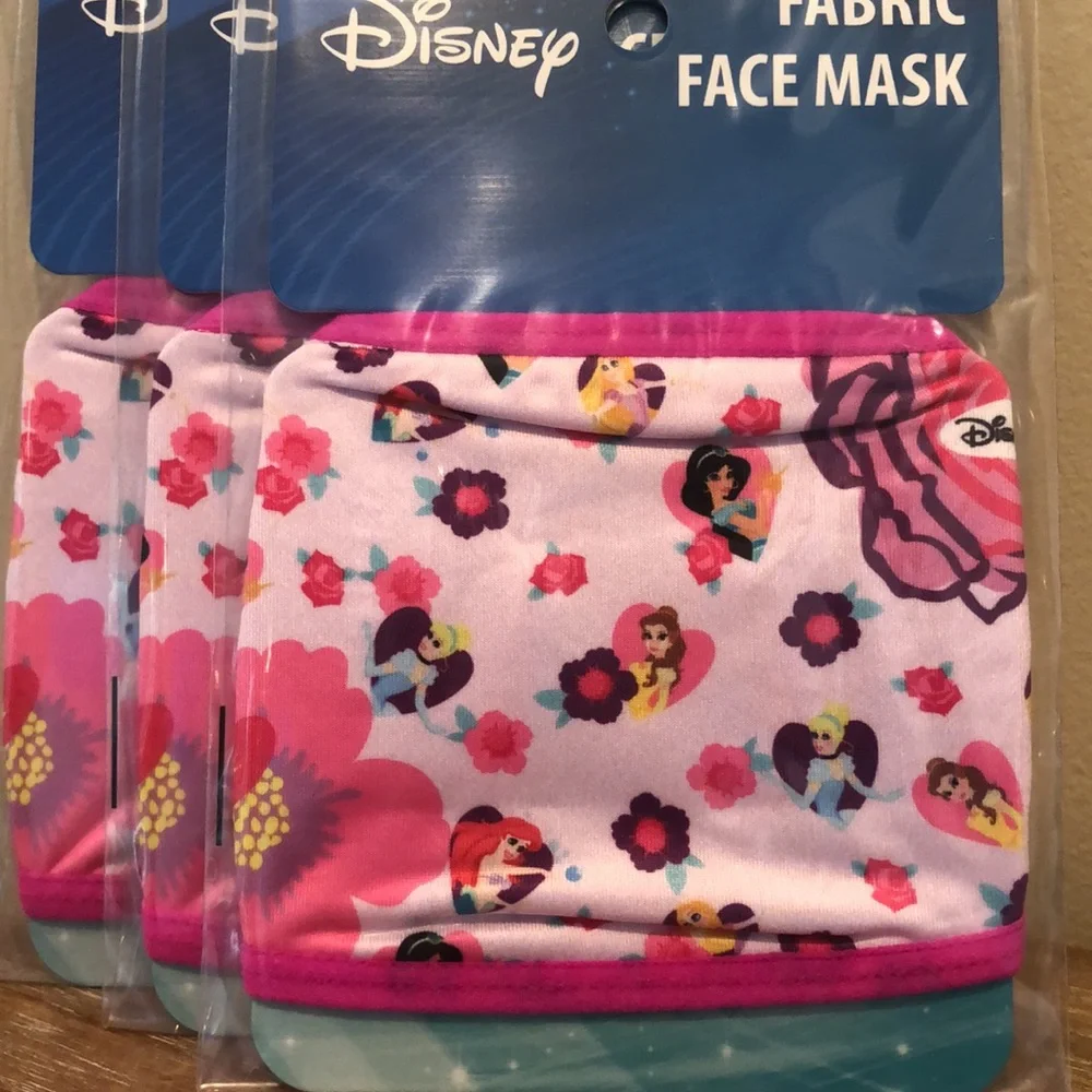 3 Disney Princess Face Mask for Kids. Set of three. Cloth Face Masks